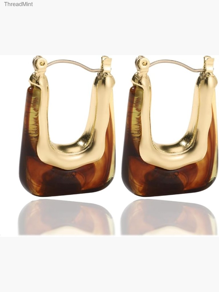 Chunky Acrylic Hoop Earrings Geometric Clear Resin Earrings